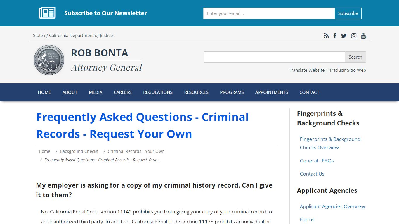 Criminal Records - State of California - Department of Justice