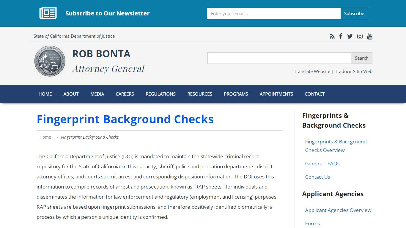 Fingerprint Background Checks - Department of Justice